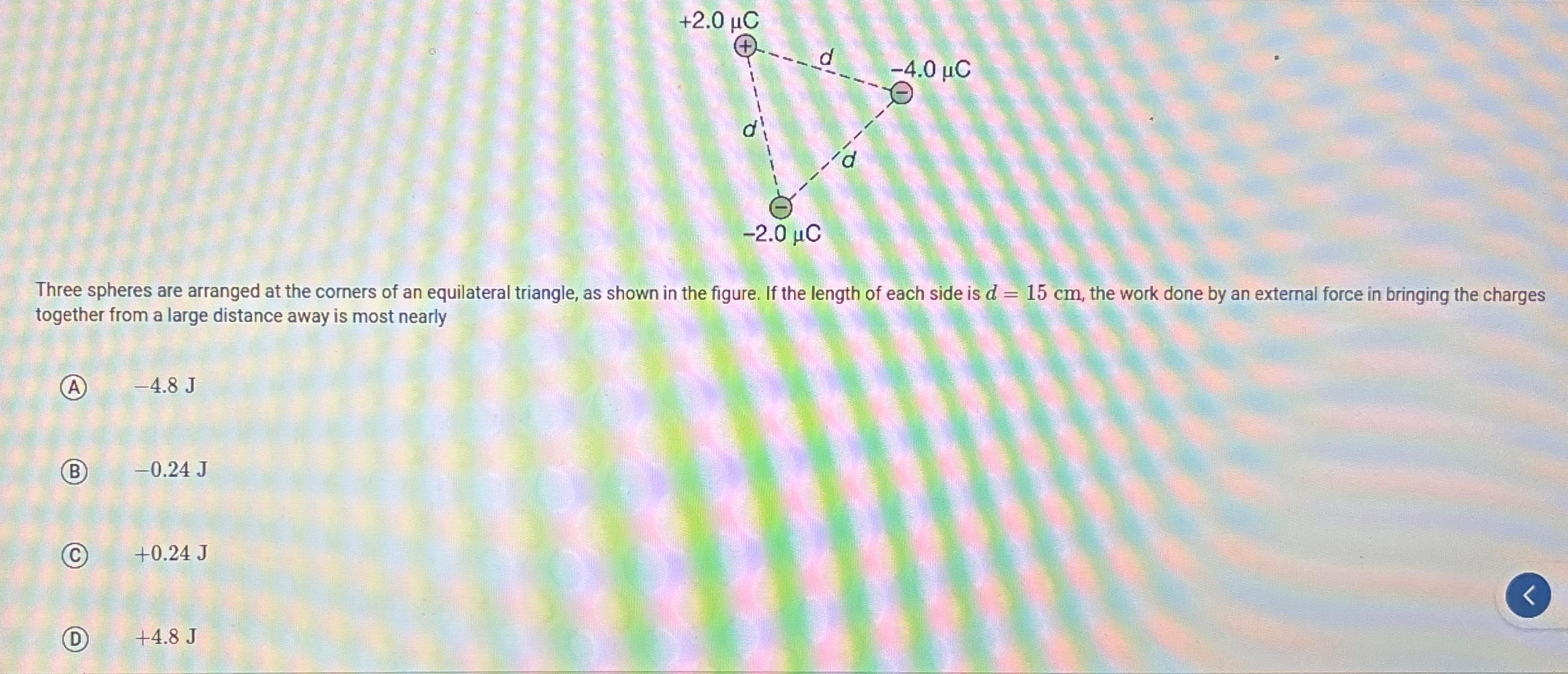 Solved Three spheres are arranged at the corners of an | Chegg.com