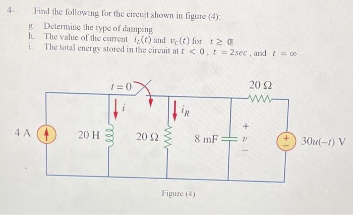 Solved 4- Find the following for the circuit shown in figure | Chegg.com