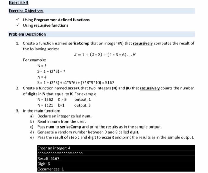 Solved Exercise 3 Exercise Objectives Using | Chegg.com
