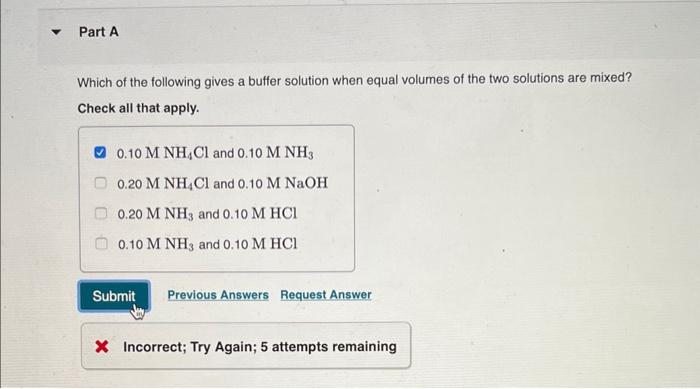 Solved Which of the following gives a buffer solution when | Chegg.com