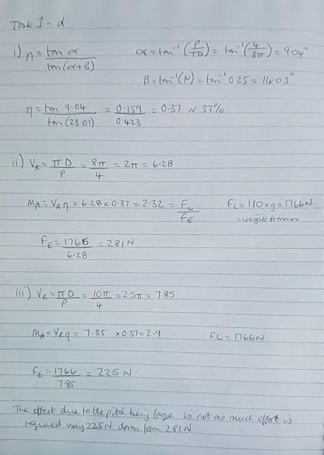 Solved (d) Determine The Following For The Lead Screw Table: | Chegg.com