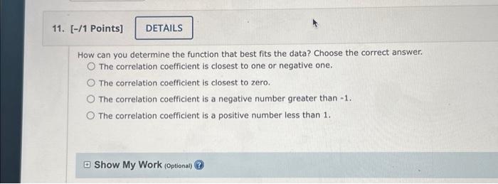 Solved How can you determine the function that best fits the | Chegg.com
