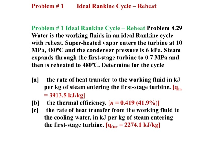 Rankine Cycle Problems Examples Solved Problem #1 Ideal Rankine Cycle - Reheat Problem # 1 | Chegg.com