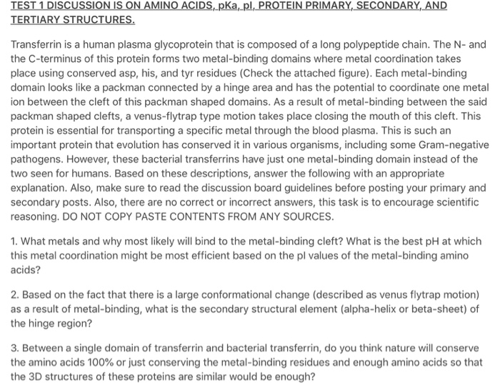 TEST 1 DISCUSSION IS ON AMINO ACIDS, pka, pl. PROTEIN