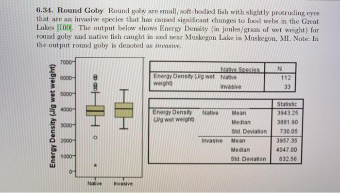 Solved 6.52. Round Goby Refer to Problem 16.34 on the energy | Chegg.com