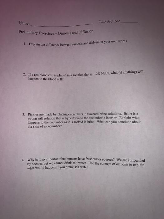 Solved Lab Section: Name: Preliminary Exercises - Osmosis | Chegg.com