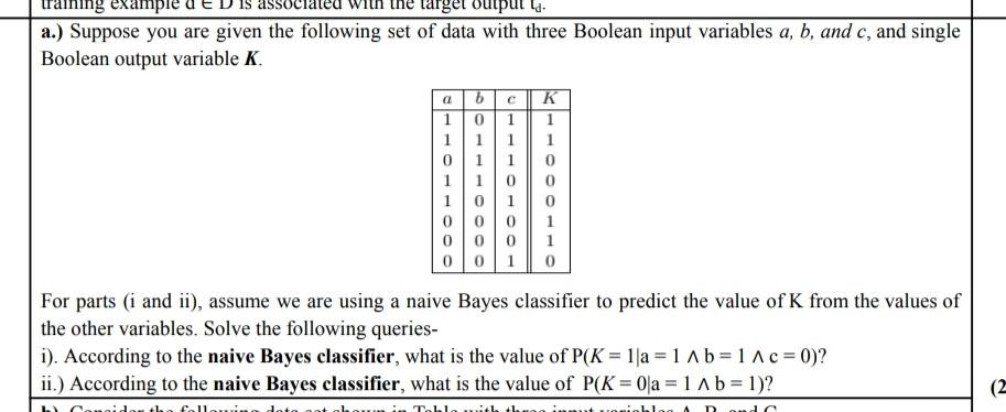 Solved a.) Suppose you are given the following set of data | Chegg.com