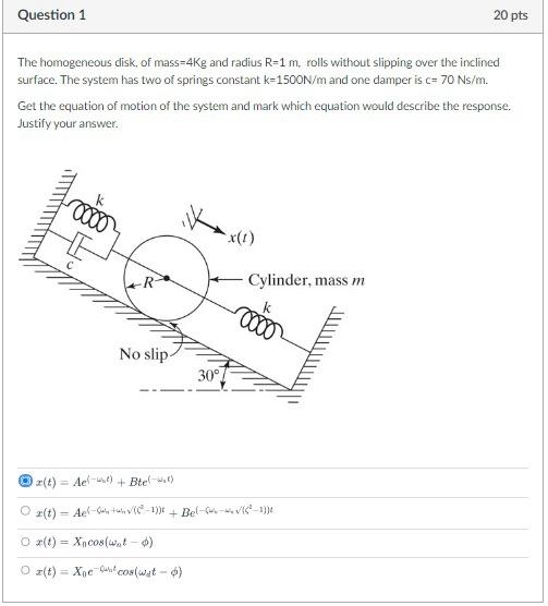 Solved The Homogeneous Disk Of Mass 4kg And Radius R 1 M