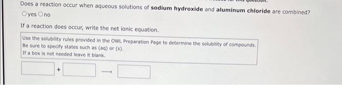 Solved Does a reaction occur when aqueous solutions of | Chegg.com