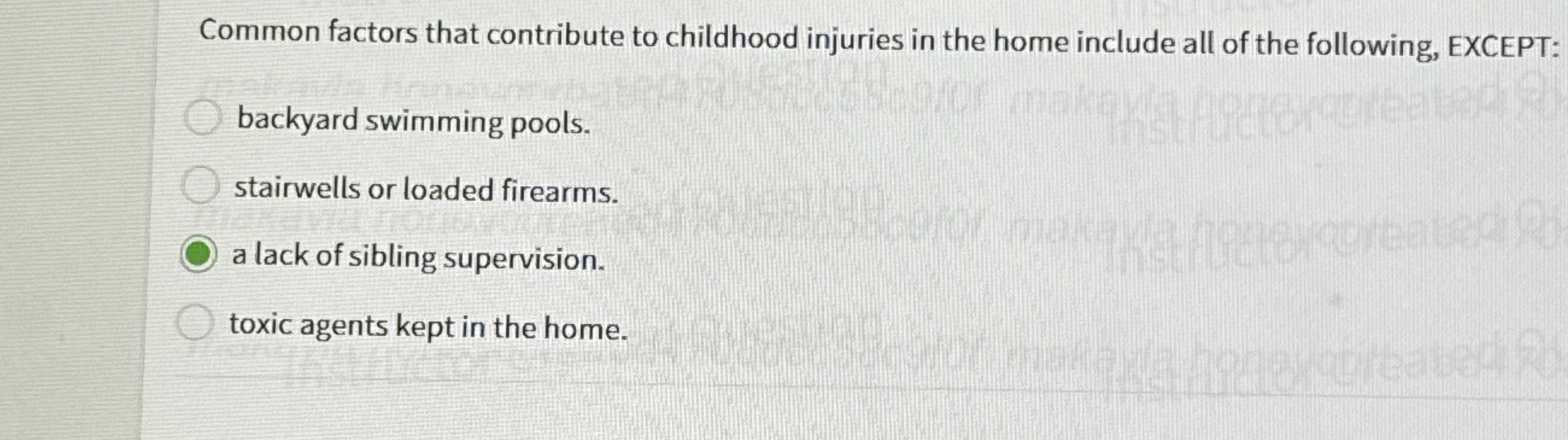 Solved Common factors that contribute to childhood injuries | Chegg.com