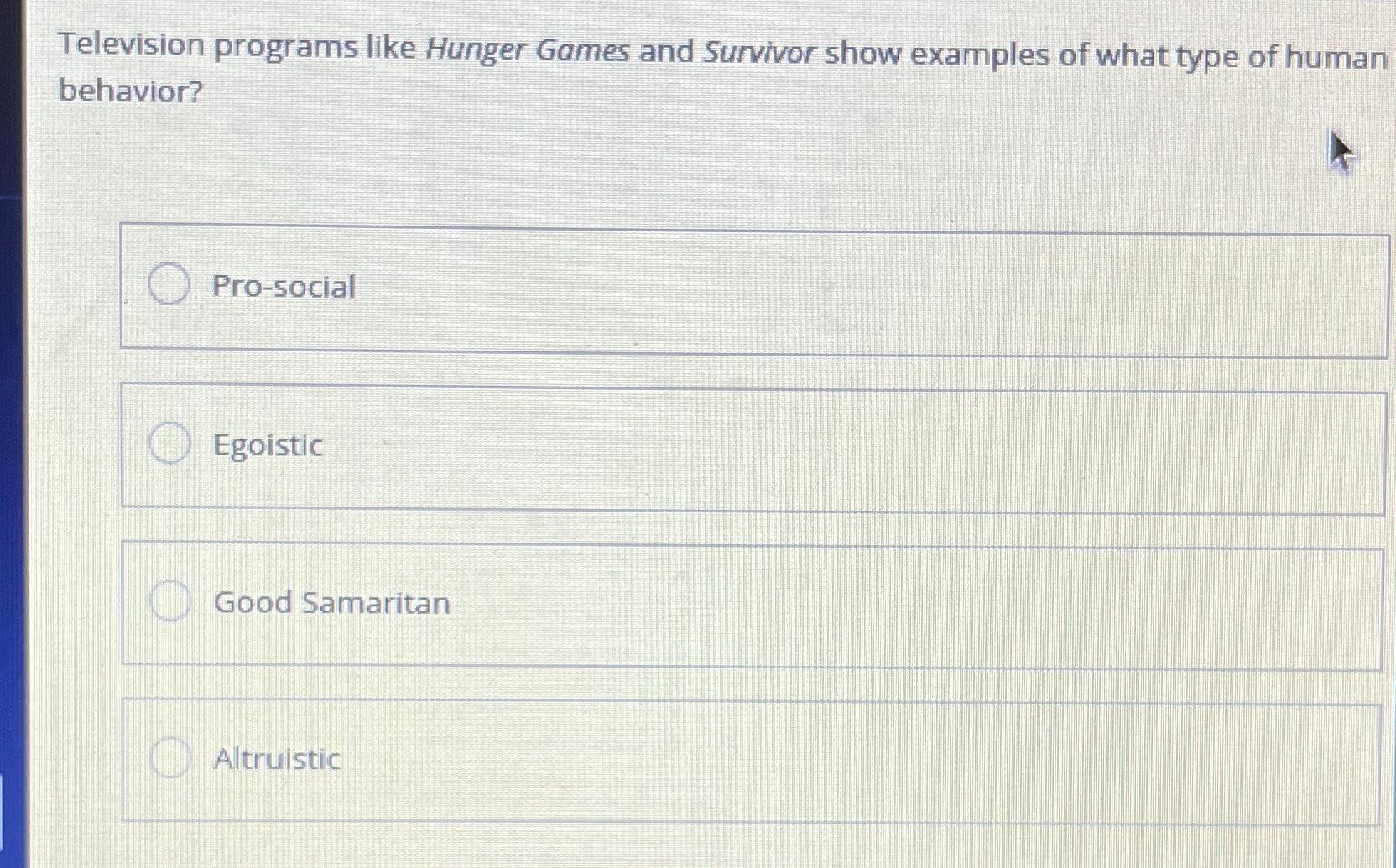 Solved Television programs like Hunger Games and Survivor | Chegg.com