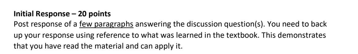 Initial Response - 20 points Post response of a few | Chegg.com