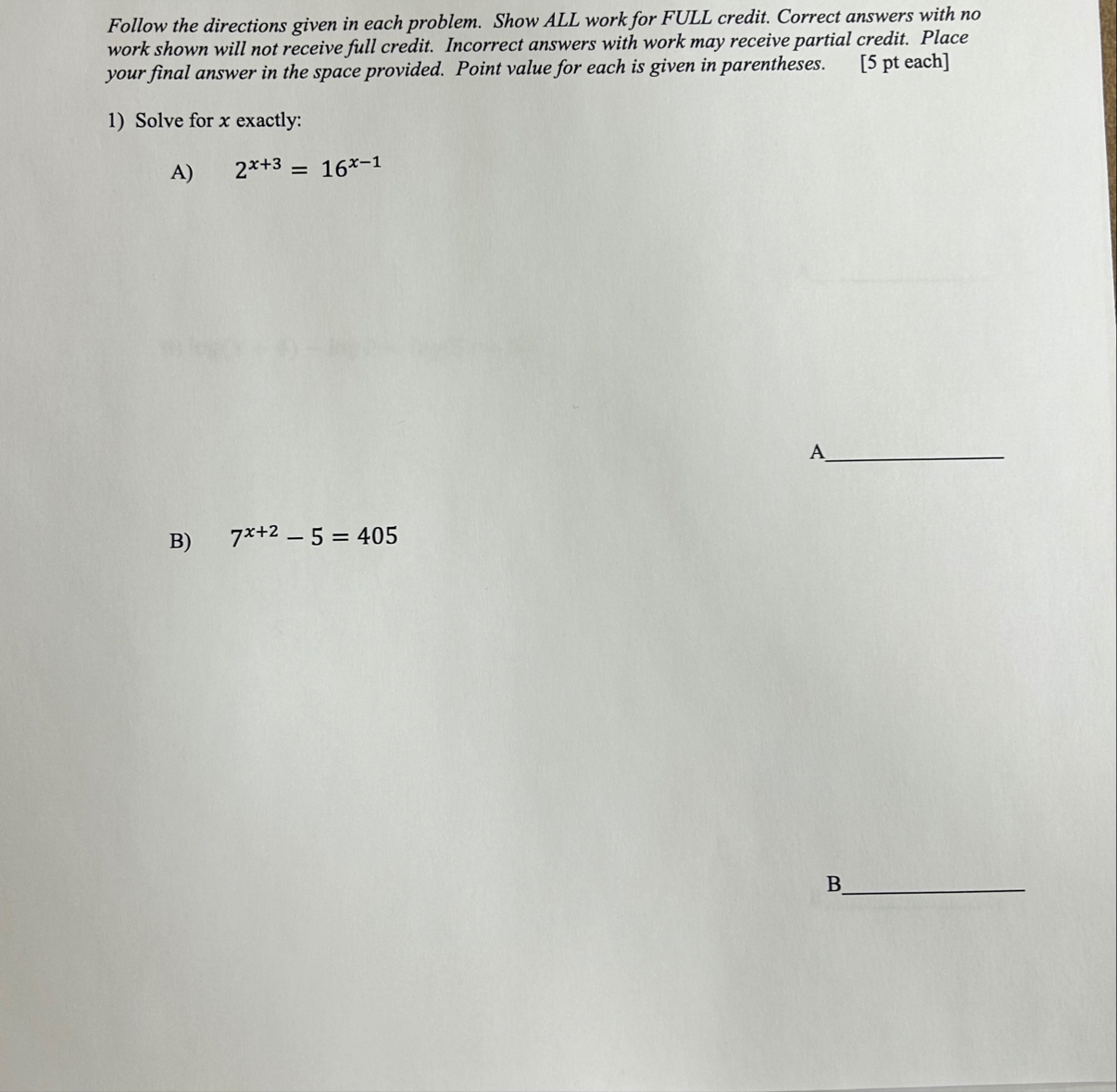 Solved Follow the directions given in each problem. Show ALL | Chegg.com
