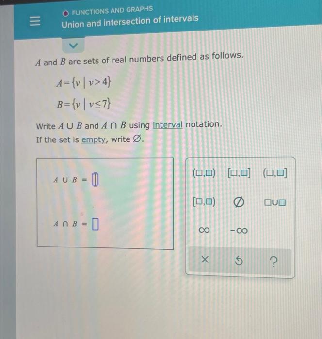 Solved A and B are sets of real numbers defined as follows. | Chegg.com