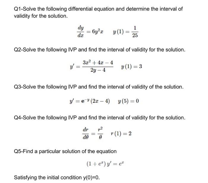 Solved Q1-Solve the following differential equation and | Chegg.com