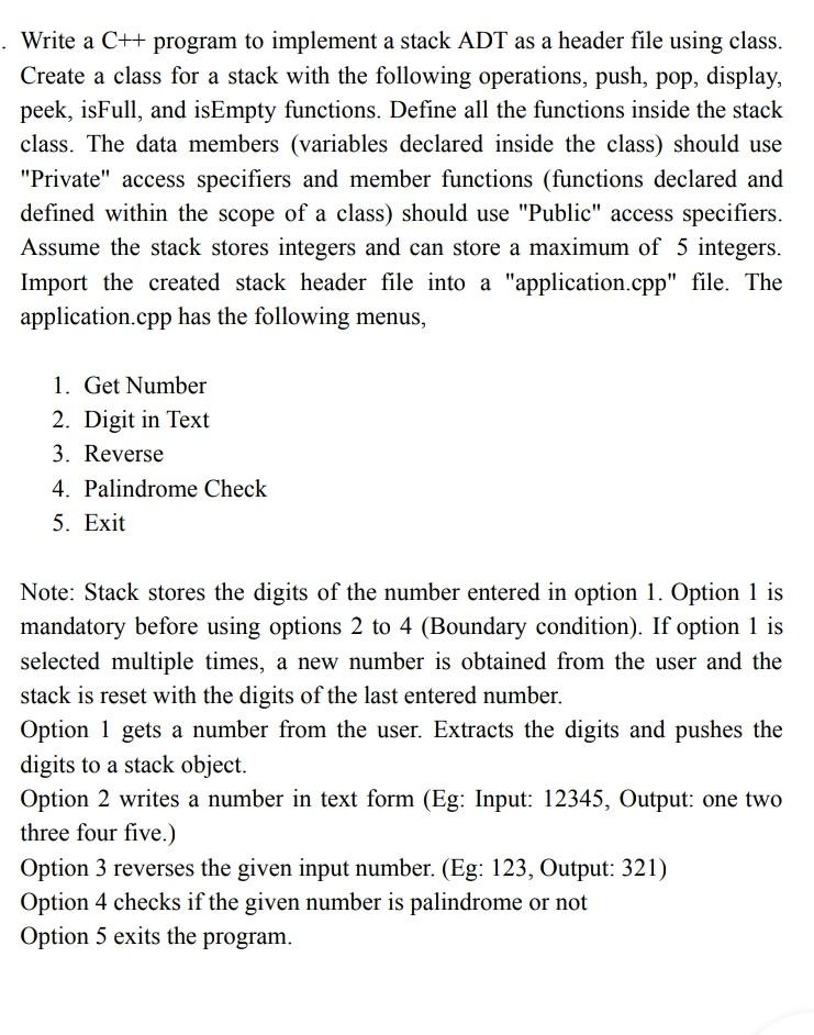 Solved Write a C++ program to implement a stack ADT as a | Chegg.com