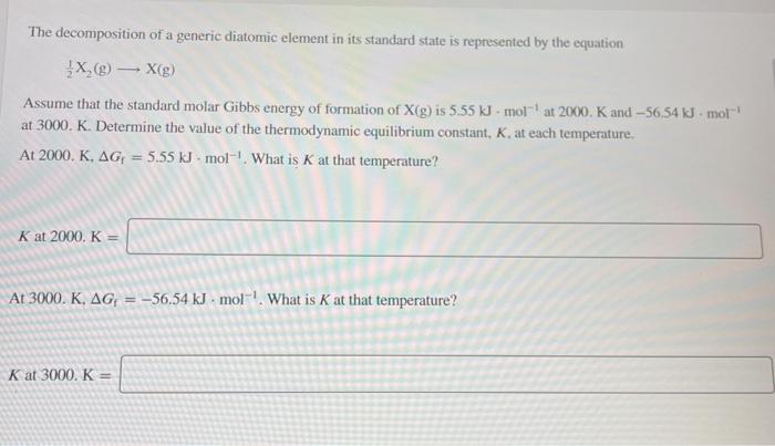 Solved The Decomposition Of A Generic Diatomic Element In