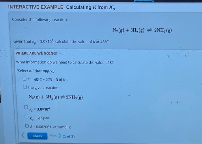 Solved INTERACTIVE EXAMPLE Calculating K from Kp Consider | Chegg.com