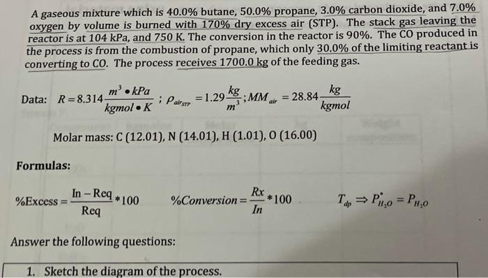 Solved A Gaseous Mixture Which Is 40 0 Butane 50 0