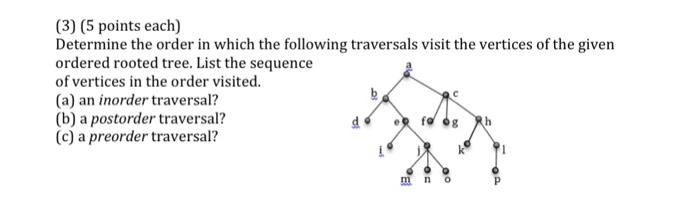 Solved (3) (5 points each) Determine the order in which the | Chegg.com