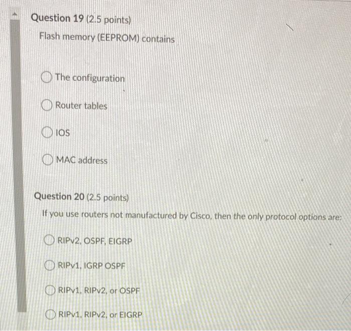 Solved Question 17 (2.5 points) Which two routing protocols | Chegg.com