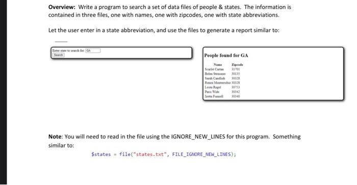 Solved Overview: Write a program to search a set of data | Chegg.com