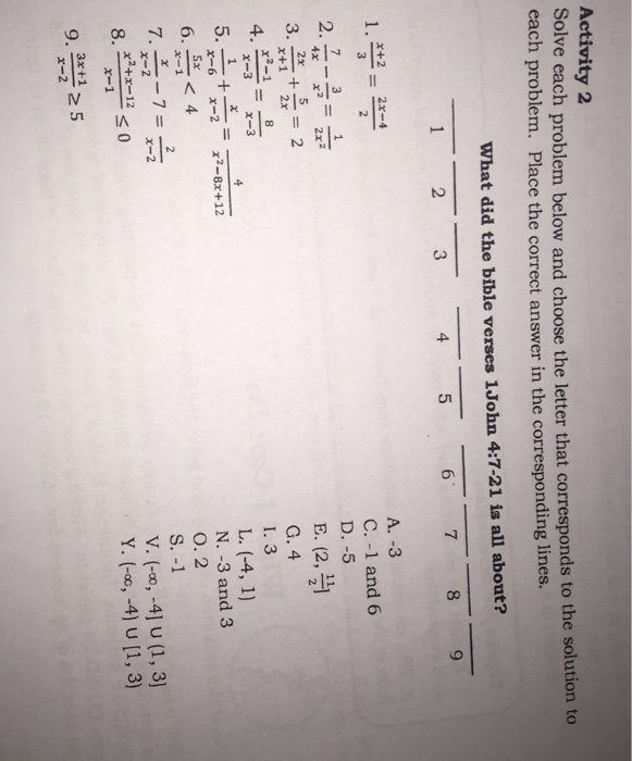 Solved Activity 2 Solve each problem below and choose the | Chegg.com