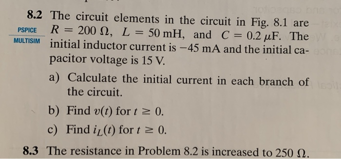 Solved 8.2 The circuit elements in the circuit in Fig. 8.1 | Chegg.com