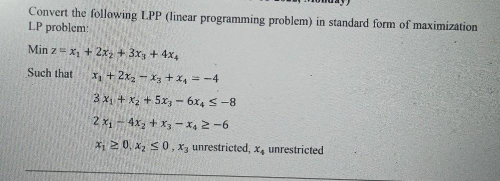 Solved 1(a) Convert the following LPP (linear | Chegg.com