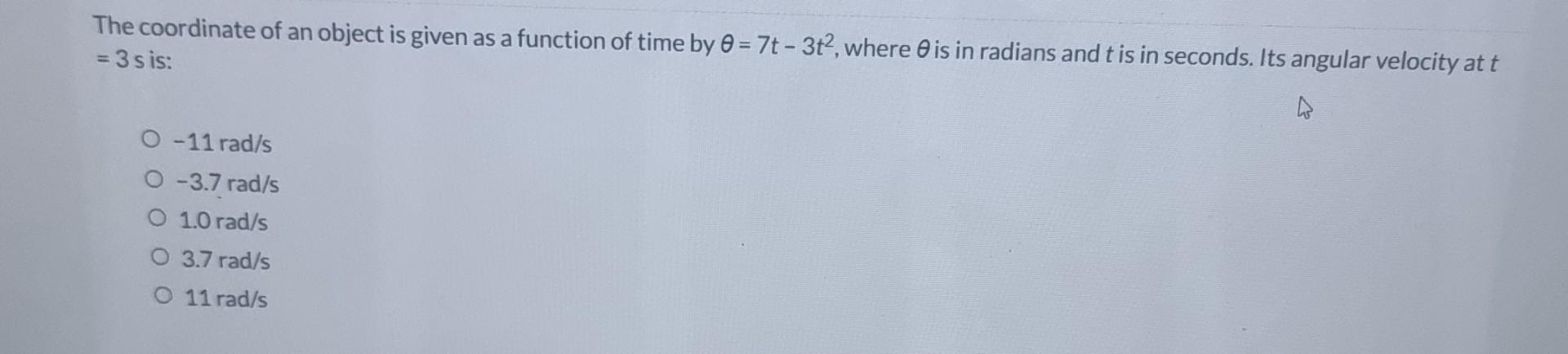 Solved The coordinate of an object is given as a function of | Chegg.com