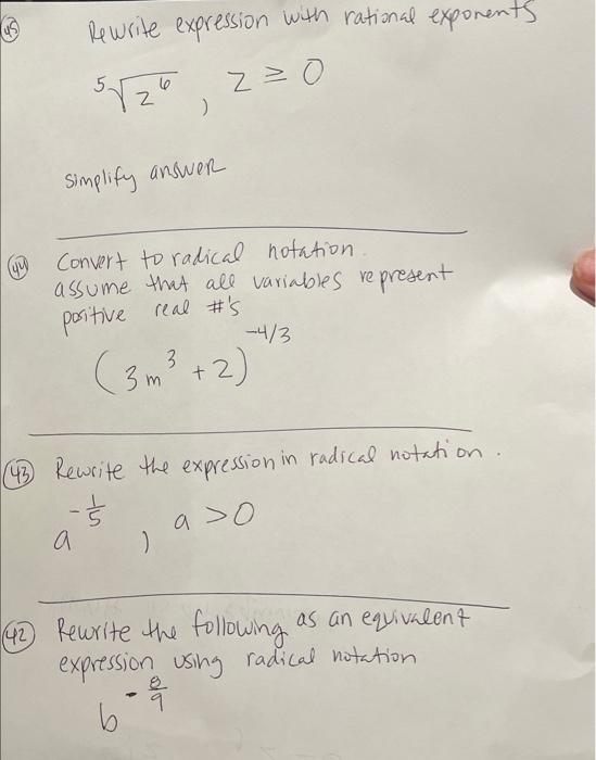 Solved 13 Rewrite Expression With Rational Exponents Chegg Com