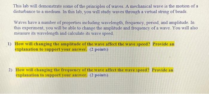 Solved This lab will demonstrate some of the principles of | Chegg.com