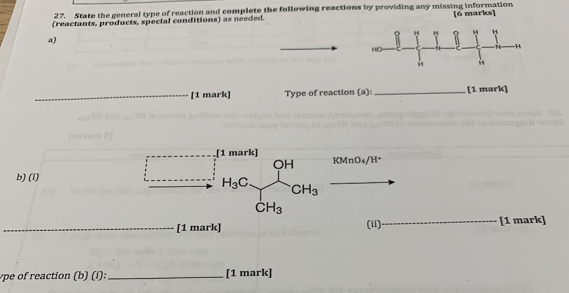 Solved State the general type of reaction and complete the | Chegg.com