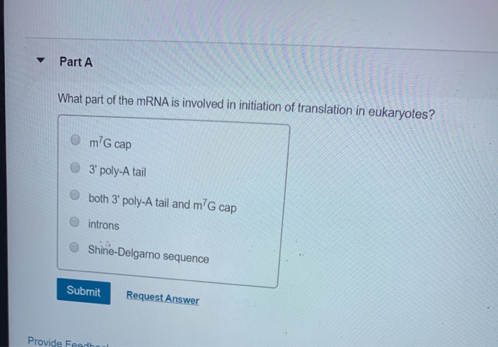Solved Part A What part of the mRNA is involved in | Chegg.com