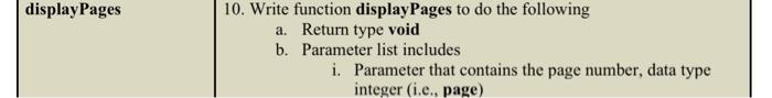 Solved 10. Write function displayPages to do the following | Chegg.com