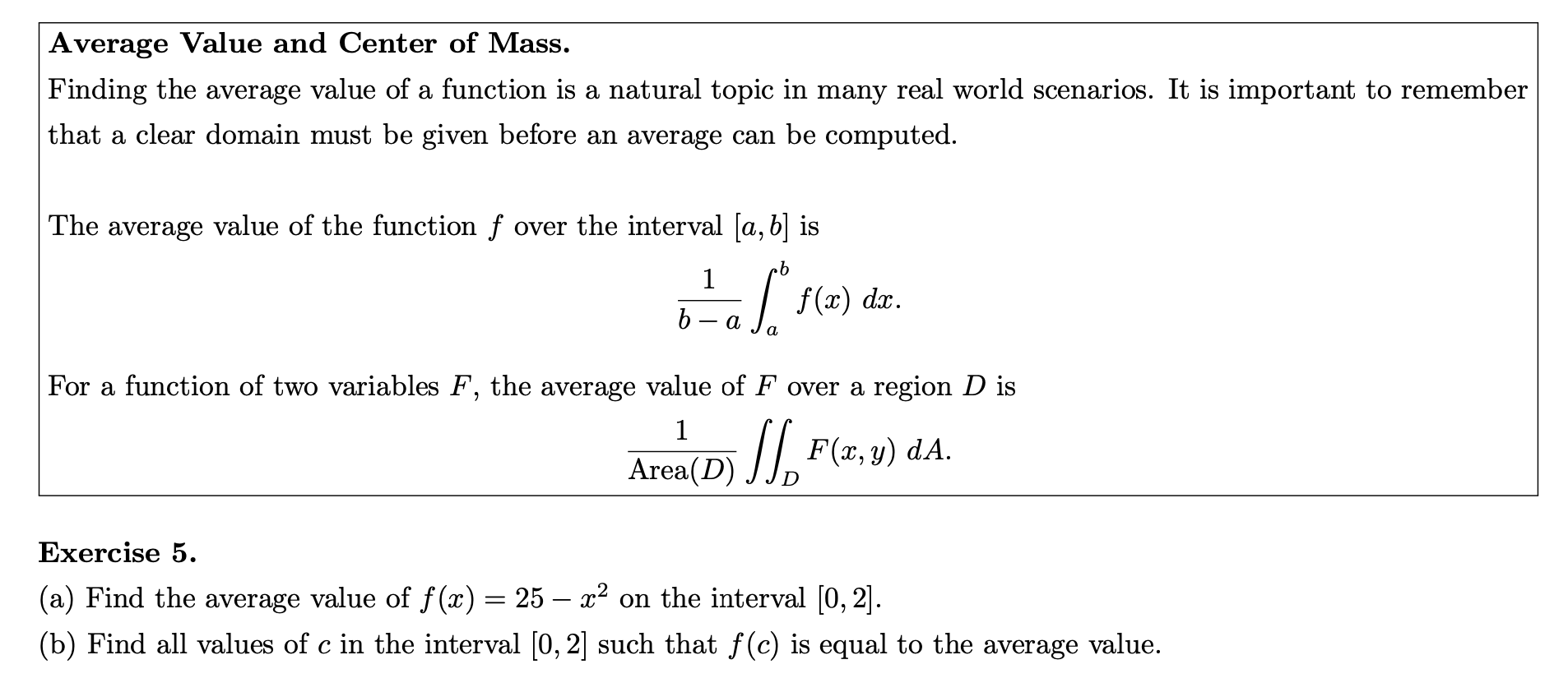 Solved Average Value and Center of Mass.Finding the average | Chegg.com