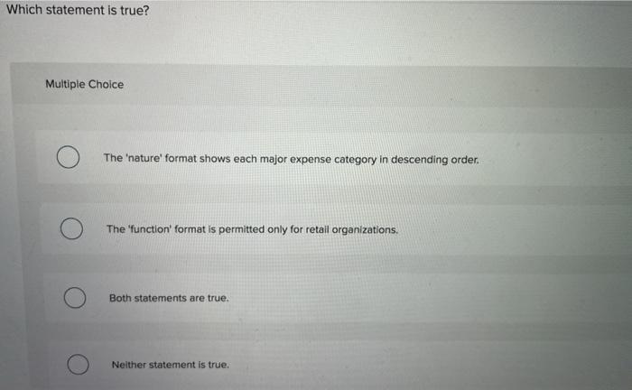 Solved Which statement is true? Multiple Choice The 'nature' | Chegg.com