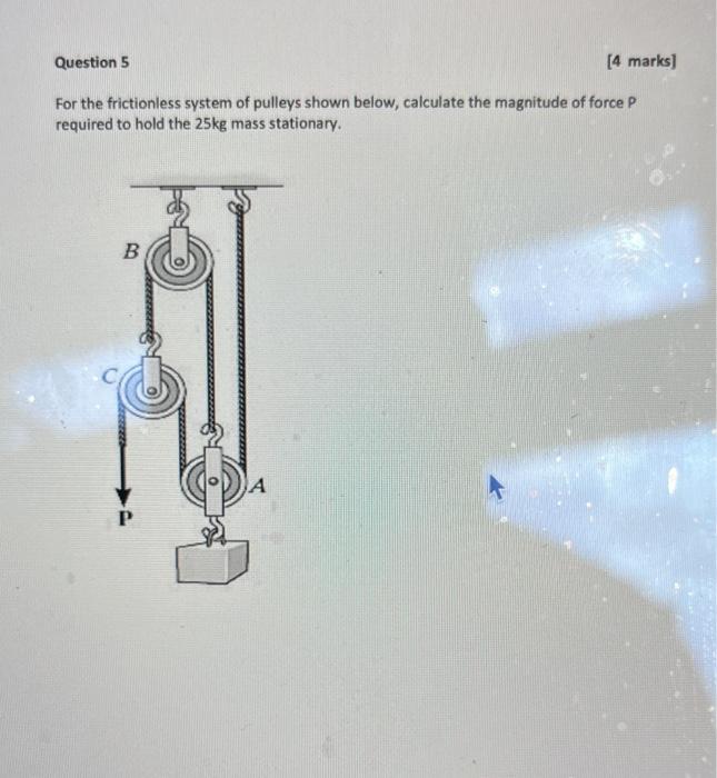 Solved For the frictionless system of pulleys shown below,