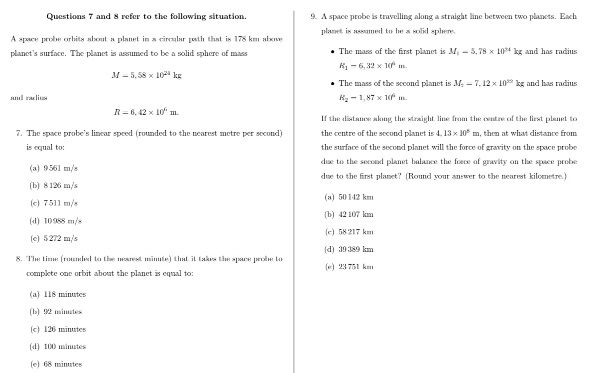 Solved Questions 7 ﻿and 8 ﻿refer to the following | Chegg.com
