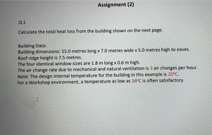 Solved Assignment (2) Q.1 Calculate the total heat loss from | Chegg.com