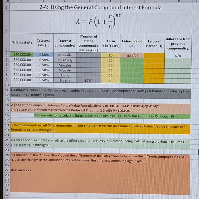 Solved 2-4: Using the General Compound Interest Formula | Chegg.com