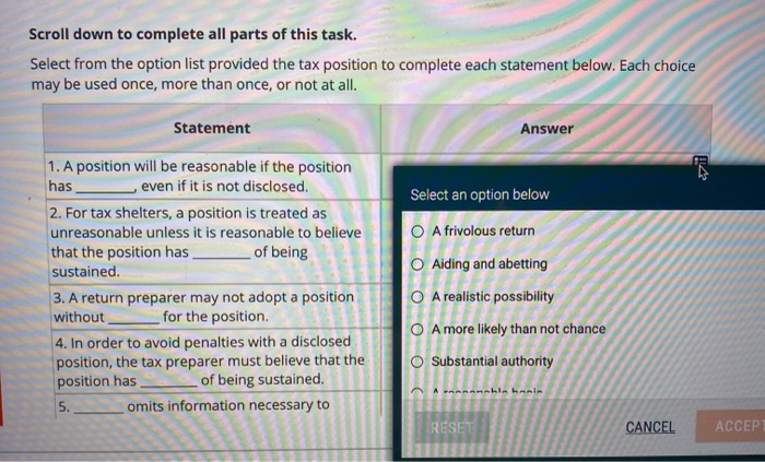 Solved Scroll down to complete all parts of this task. | Chegg.com