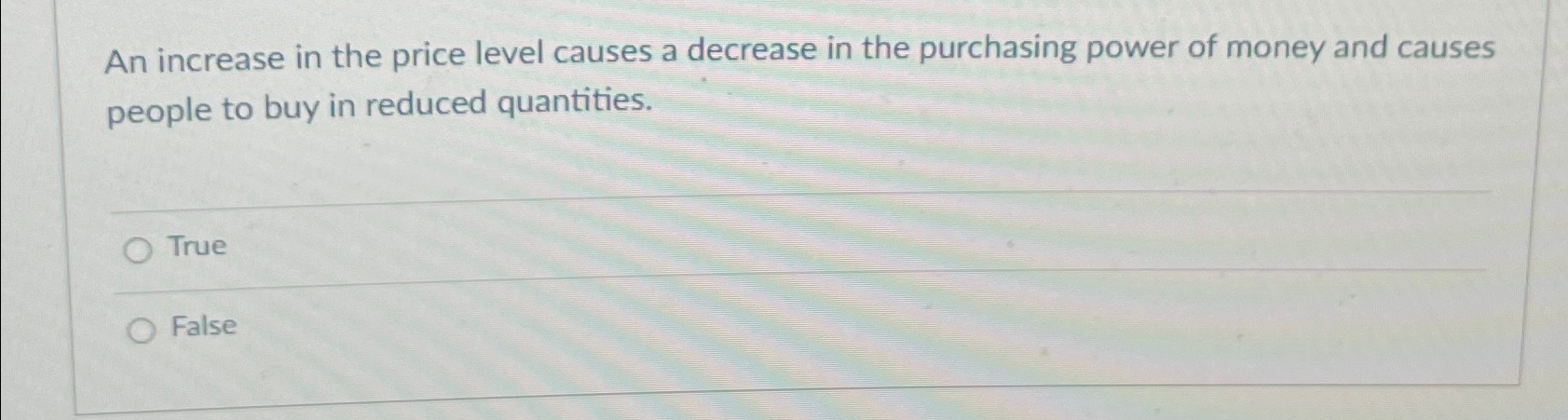 Solved An increase in the price level causes a decrease in | Chegg.com