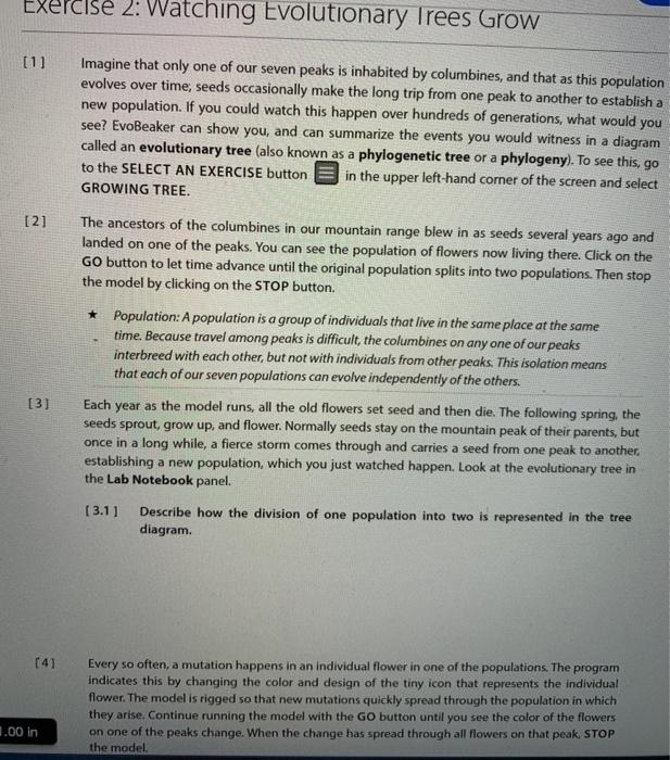 Exercise 2 Watching Evolutionary Trees Grow 1 I Chegg Com