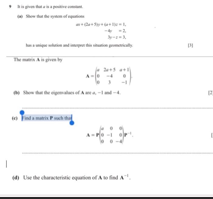 Solved matricsActually i need part c and d i m not sure how | Chegg.com