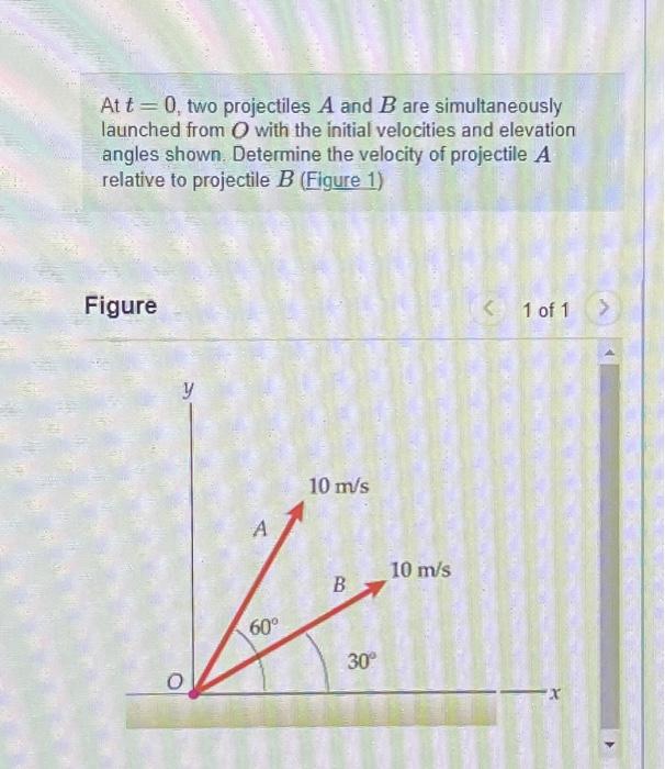 Solved At T=0, Two Projectiles A And B Are Simultaneously | Chegg.com