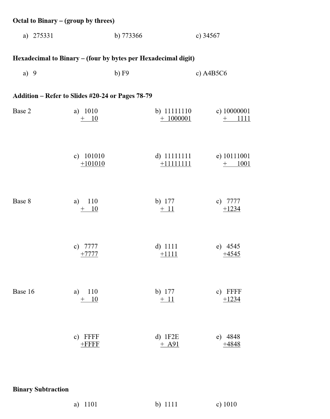 Solved Convert each of the following binary (base 2) number | Chegg.com