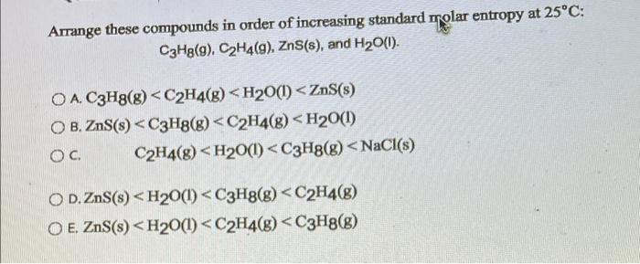 Solved Arrange these compounds in order of increasing Chegg