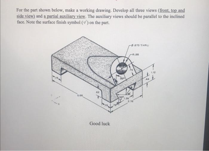 Solved Problem # 1: Produce front and top views of the part | Chegg.com