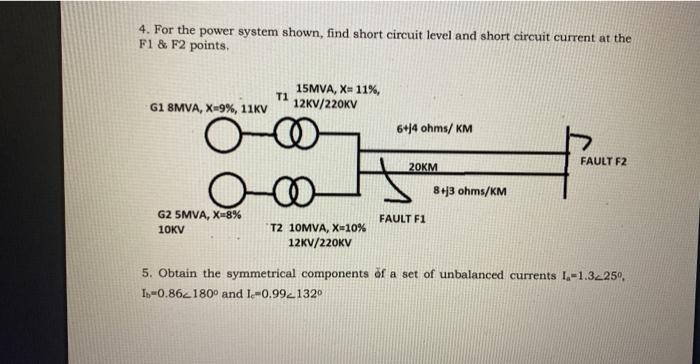 Solved 4. For the power system shown, find short circuit | Chegg.com